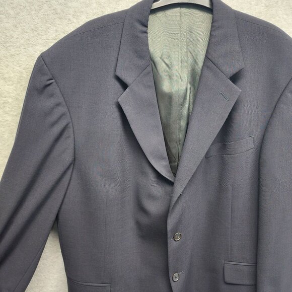 Oscar De La Renta Stretch Wool Blazer Mens 46R Navy Blue Suit‎ Jacket Sport Coat - Picture 2 of 12